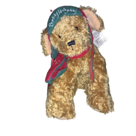 Hallmark Stuffed Plush Christmas “Buddy Hollyday” Brown Puppy Dog 9” - Picture 11 of 14